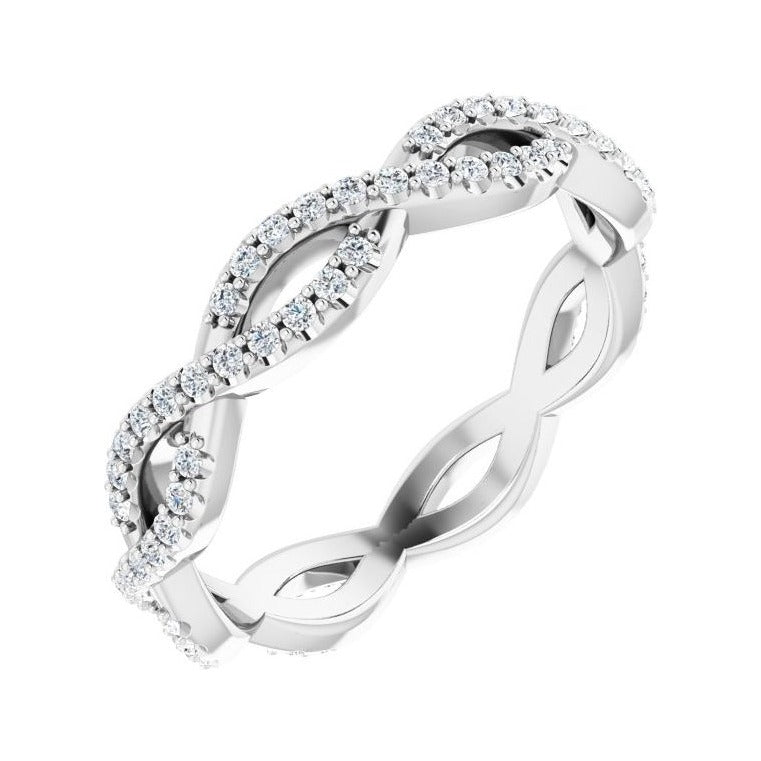 Sapphire Row Natural Diamond Infinity Pavé Eternity Band - 14K White Gold, 6