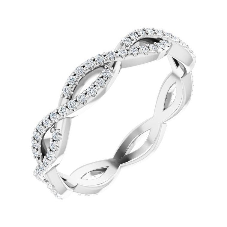 Sapphire Row Natural Diamond Infinity Pavé Eternity Band - 14K White Gold, 8
