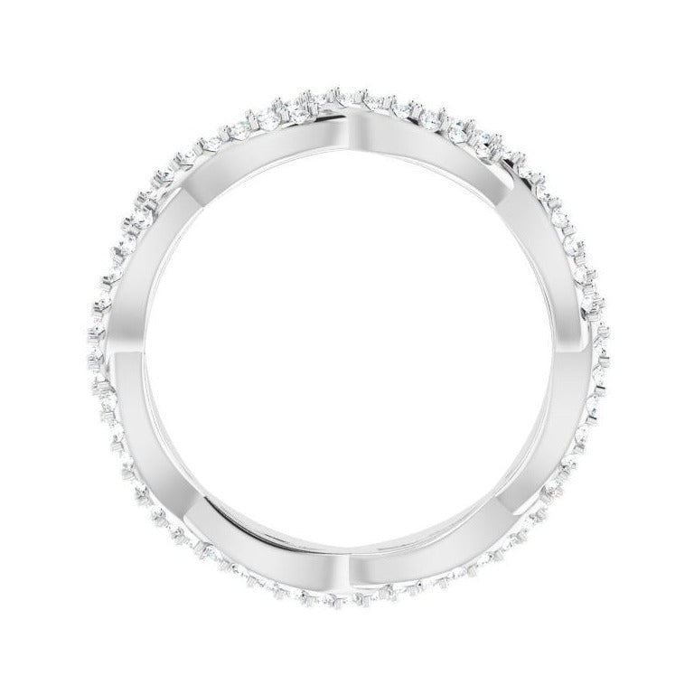 Sapphire Row Natural Diamond Infinity Pavé Eternity Band - 14K White Gold, 4.5 (view 2)