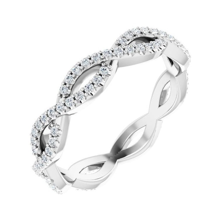 Sapphire Row Natural Diamond Infinity Pavé Eternity Band - 14K White Gold, 6.5