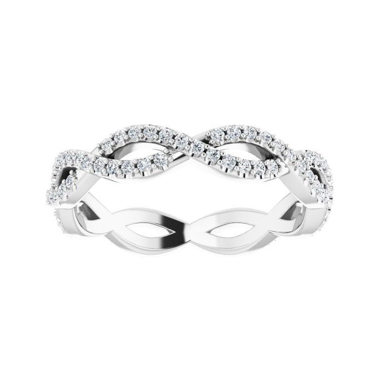 Sapphire Row Natural Diamond Infinity Pavé Eternity Band - 14K White Gold, 6.5 (view 3)