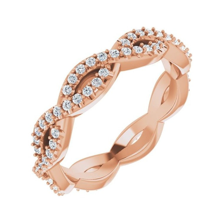 Sapphire Row Natural Diamond Infinity Pavé Eternity Band - 14K Rose Gold, 4.5