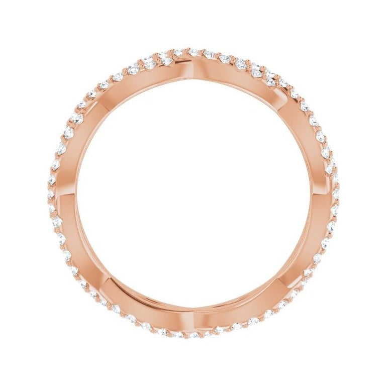 Sapphire Row Natural Diamond Infinity Pavé Eternity Band - 14K Rose Gold, 5.5 (view 2)