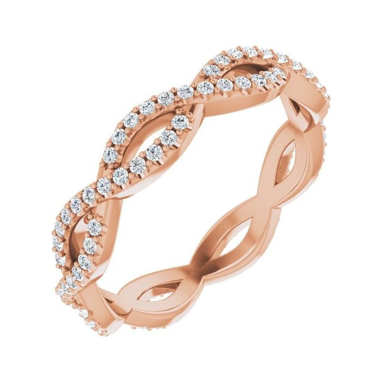 Sapphire Row Natural Diamond Infinity Pavé Eternity Band - 14K Rose Gold, 6.5