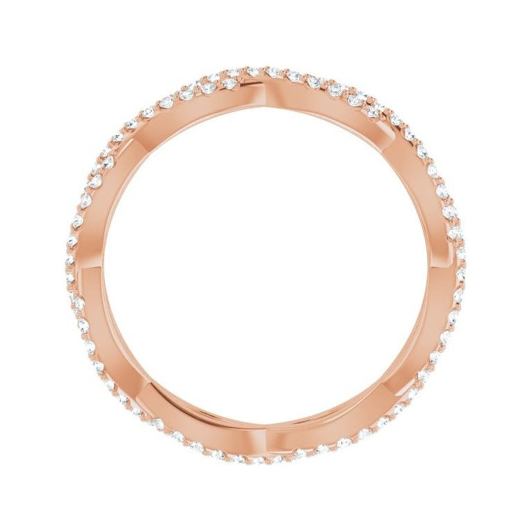Sapphire Row Natural Diamond Infinity Pavé Eternity Band - 14K Rose Gold, 6.5 (view 2)