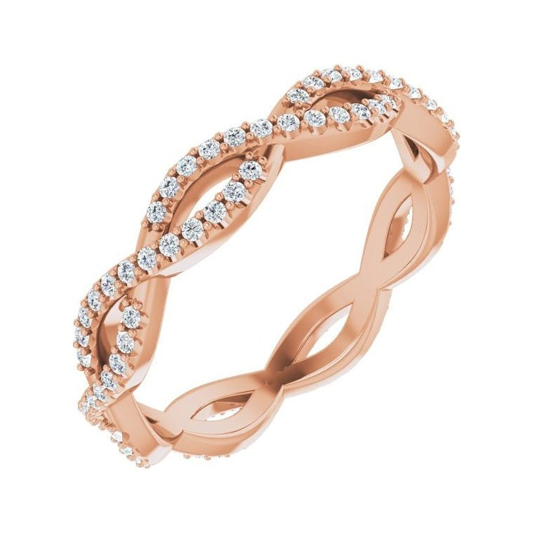 Sapphire Row Natural Diamond Infinity Pavé Eternity Band - 14K Rose Gold, 7.5