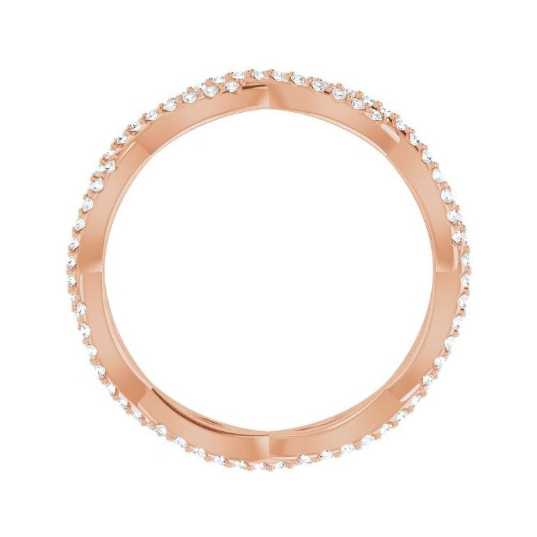 Sapphire Row Natural Diamond Infinity Pavé Eternity Band - 14K Rose Gold, 7.5 (view 2)