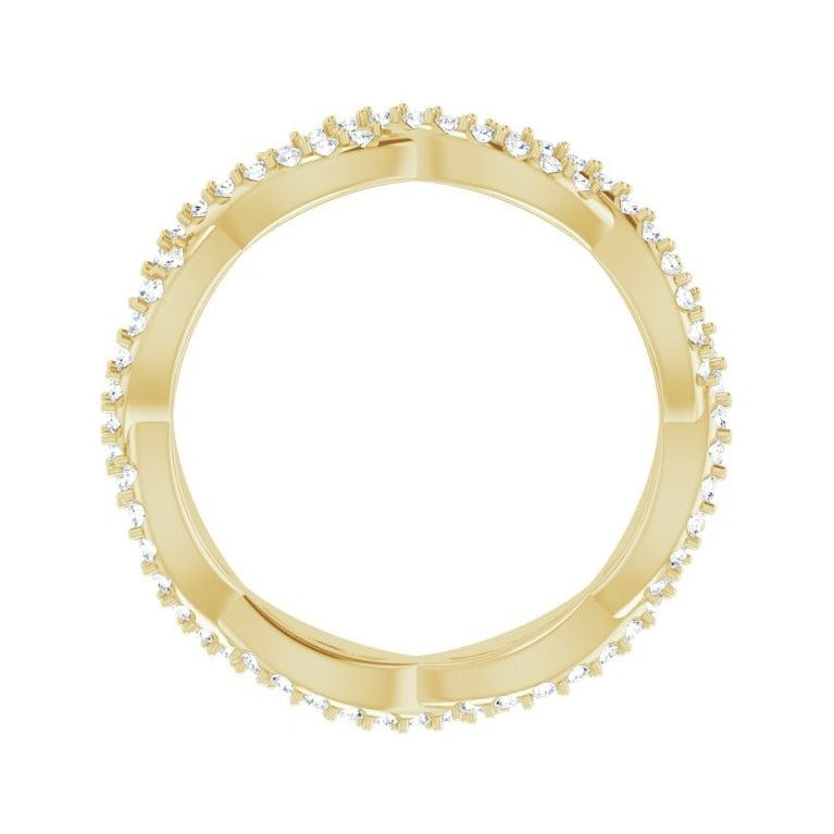 Sapphire Row Natural Diamond Infinity Pavé Eternity Band - 14K Yellow Gold, 4 (view 2)
