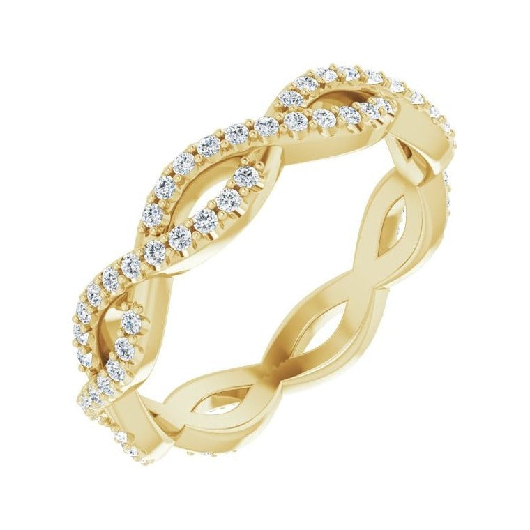 Sapphire Row Natural Diamond Infinity Pavé Eternity Band - 14K Yellow Gold, 5