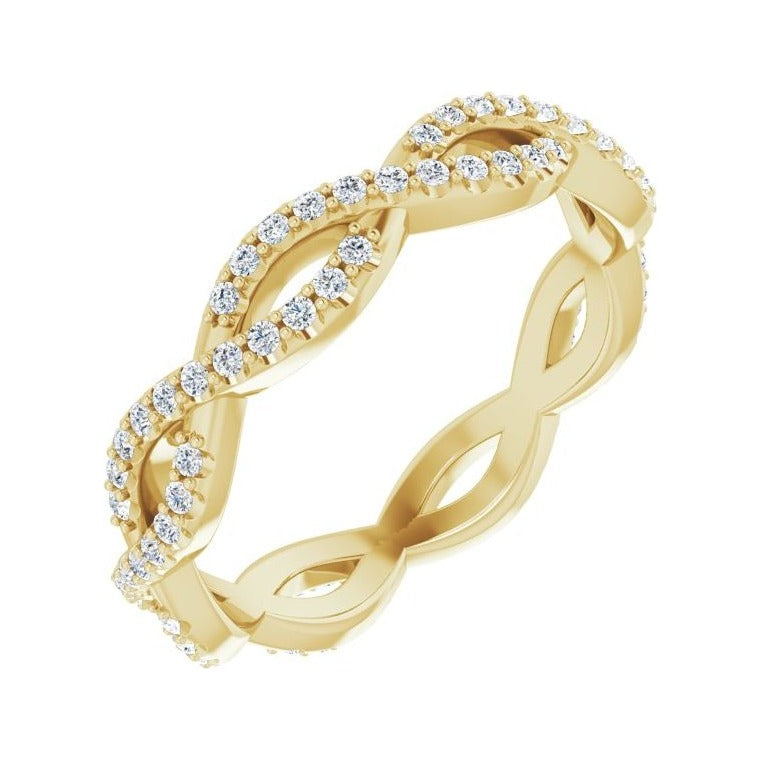 Sapphire Row Natural Diamond Infinity Pavé Eternity Band - 14K Yellow Gold, 6