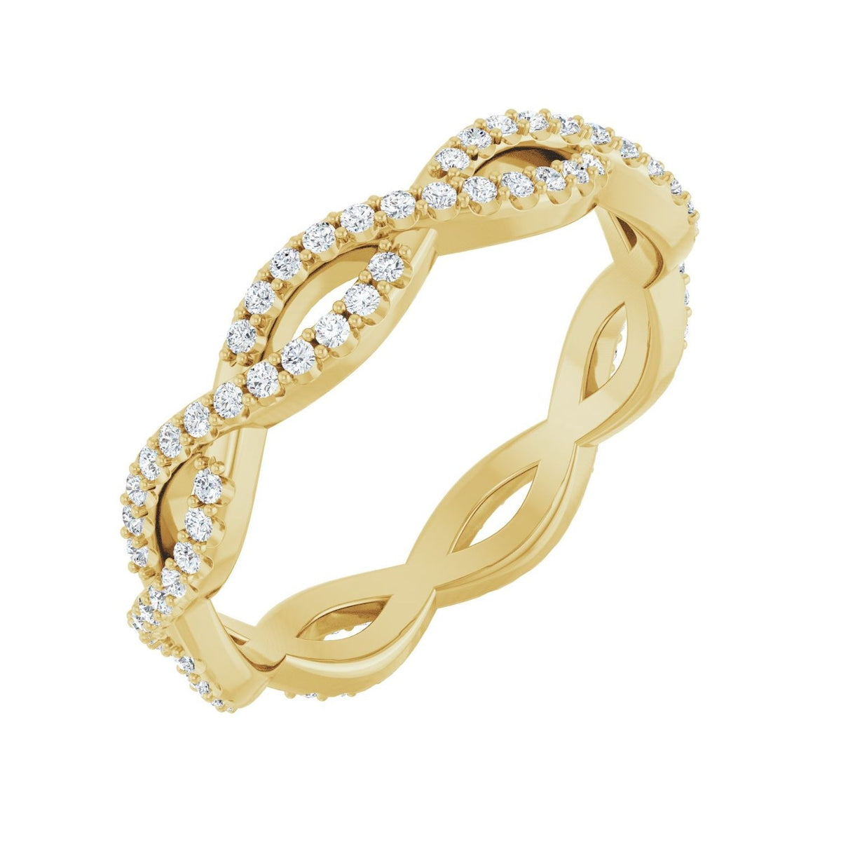 Sapphire Row Natural Diamond Infinity Pavé Eternity Band - 14K Yellow Gold, 7