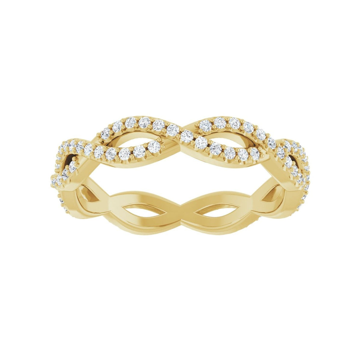 Sapphire Row Natural Diamond Infinity Pavé Eternity Band - 14K Yellow Gold, 7 (view 3)