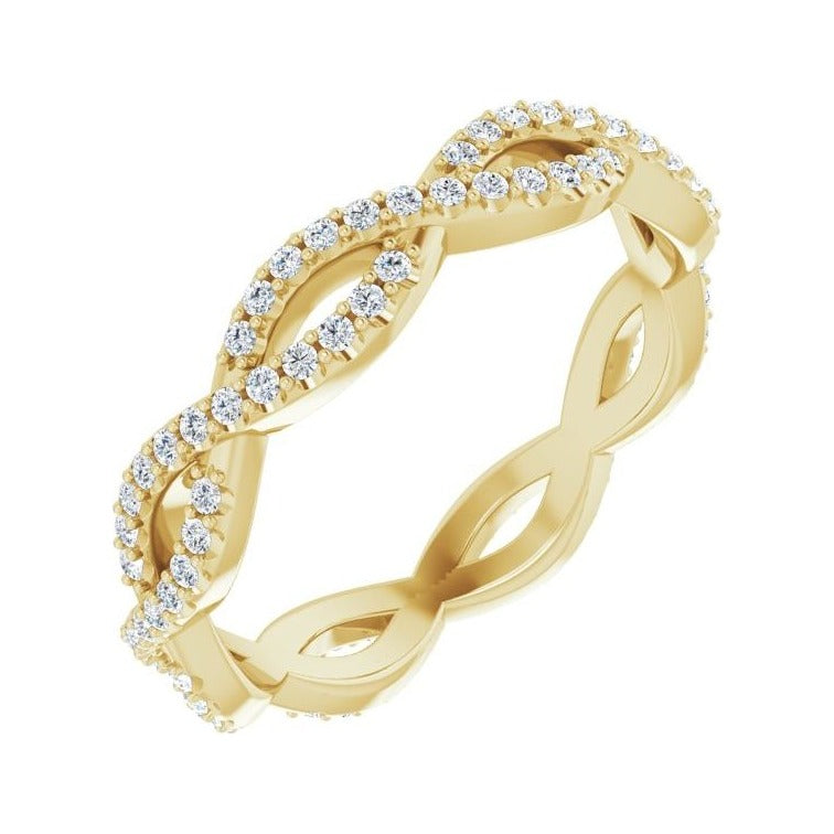 Sapphire Row Natural Diamond Infinity Pavé Eternity Band - 14K Yellow Gold, 6.5