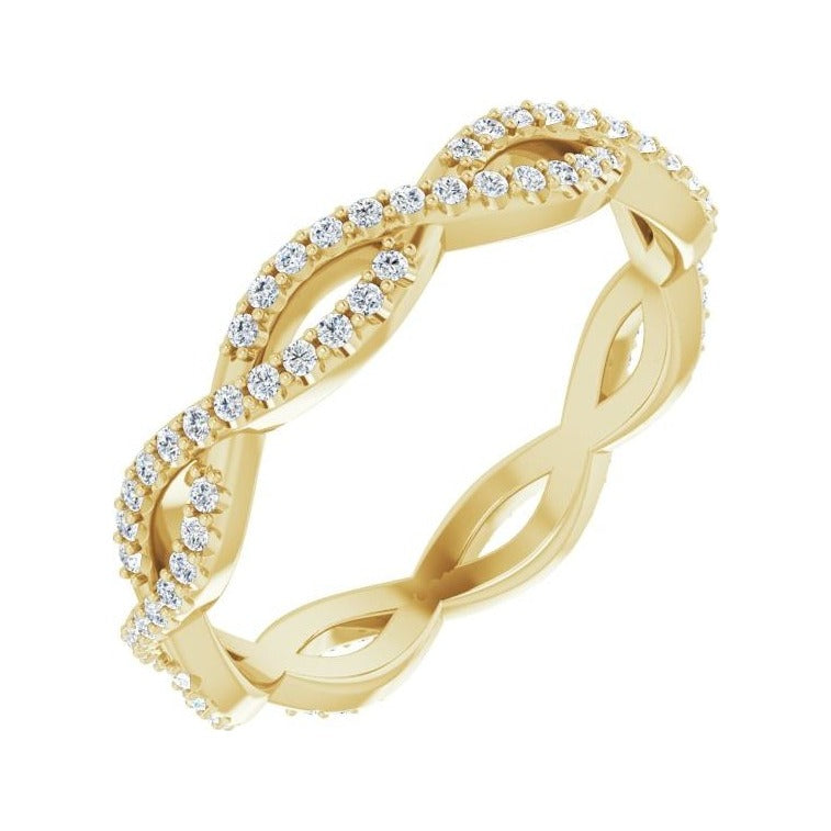 Sapphire Row Natural Diamond Infinity Pavé Eternity Band - 14K Yellow Gold, 7.5