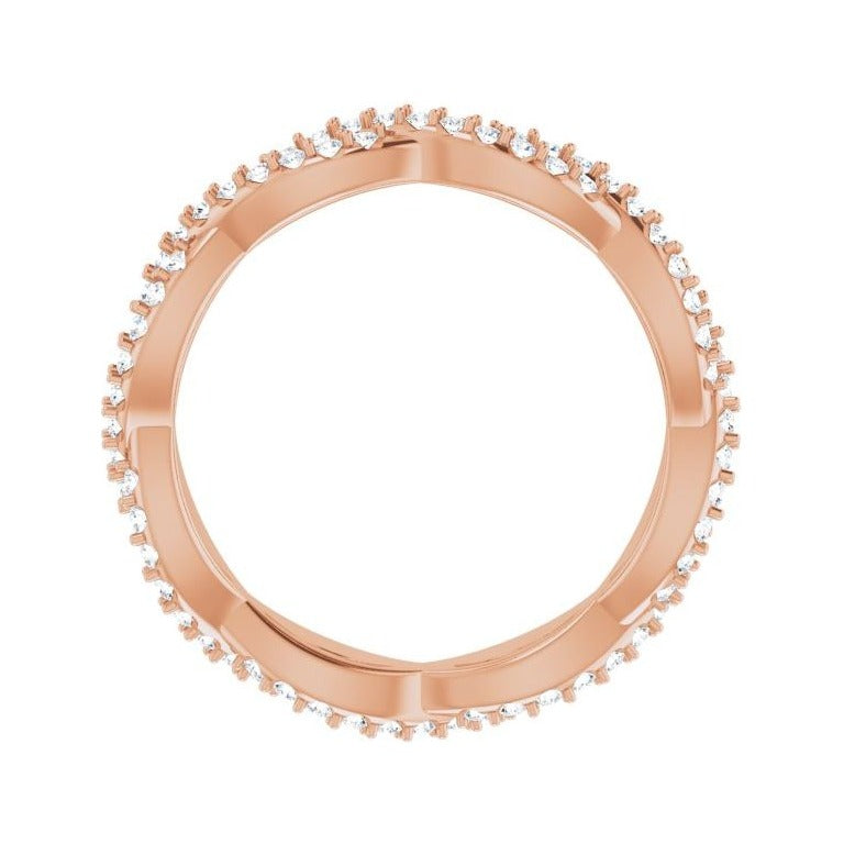Sapphire Row Lab-Grown Diamond Infinity Pavé Eternity Band - 14K Rose Gold, 4 (view 2)