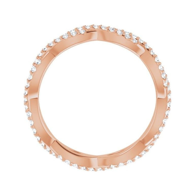 Sapphire Row Lab-Grown Diamond Infinity Pavé Eternity Band - 14K Rose Gold, 5 (view 2)