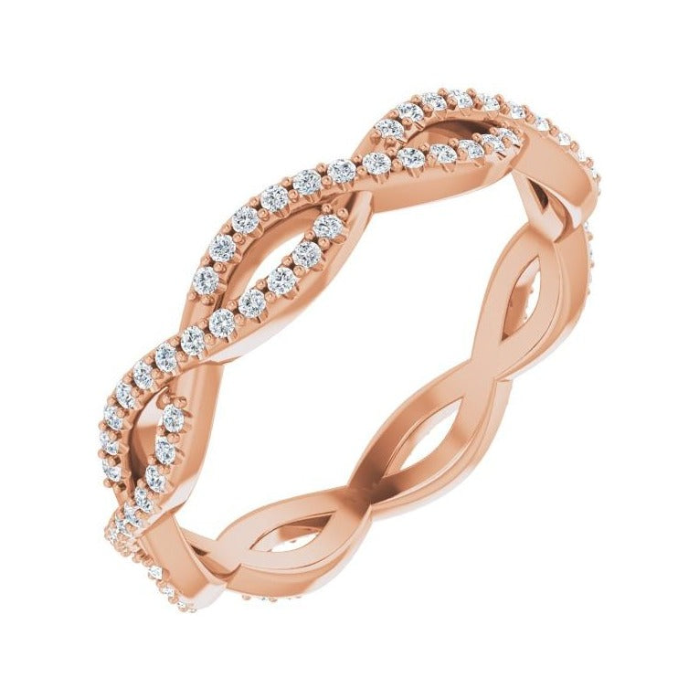 Sapphire Row Lab-Grown Diamond Infinity Pavé Eternity Band - 14K Rose Gold, 8