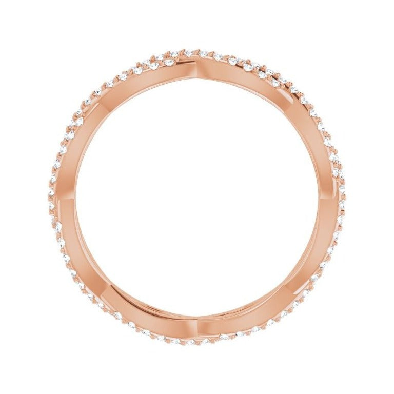 Sapphire Row Lab-Grown Diamond Infinity Pavé Eternity Band - 14K Rose Gold, 8 (view 2)