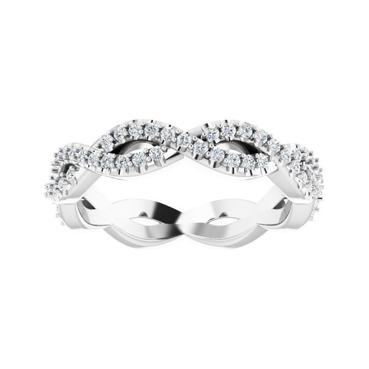 Sapphire Row Lab-Grown Diamond Infinity Pavé Eternity Band - 14K White Gold, 4 (view 3)