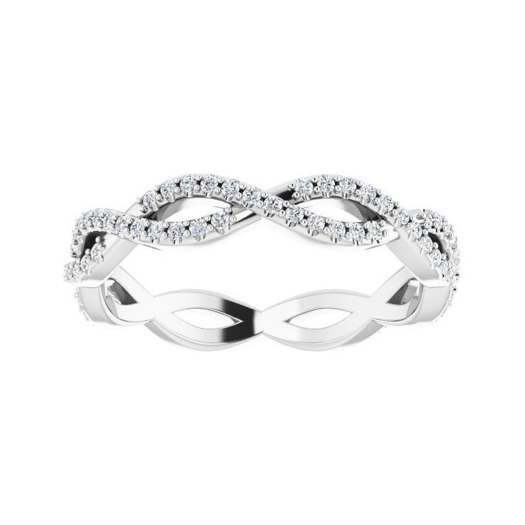 Sapphire Row Lab-Grown Diamond Infinity Pavé Eternity Band - 14K White Gold, 8 (view 3)
