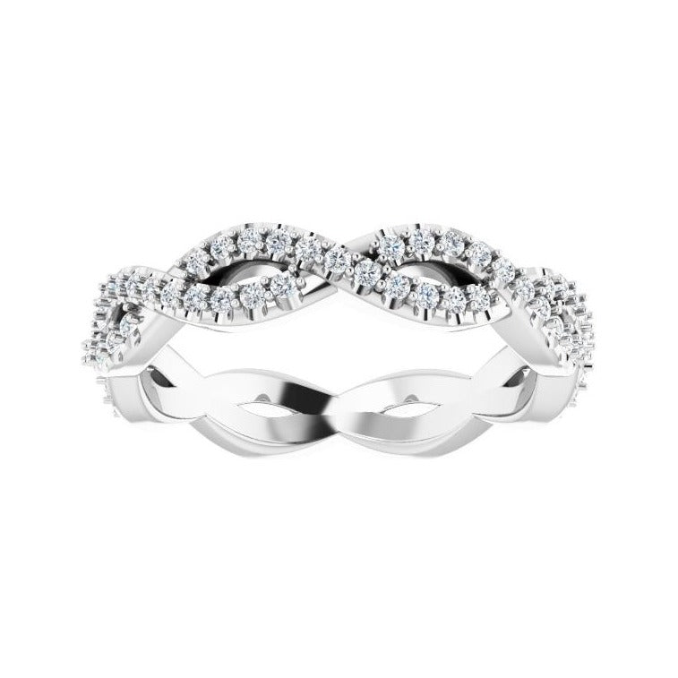 Sapphire Row Lab-Grown Diamond Infinity Pavé Eternity Band - 14K White Gold, 4.5 (view 3)