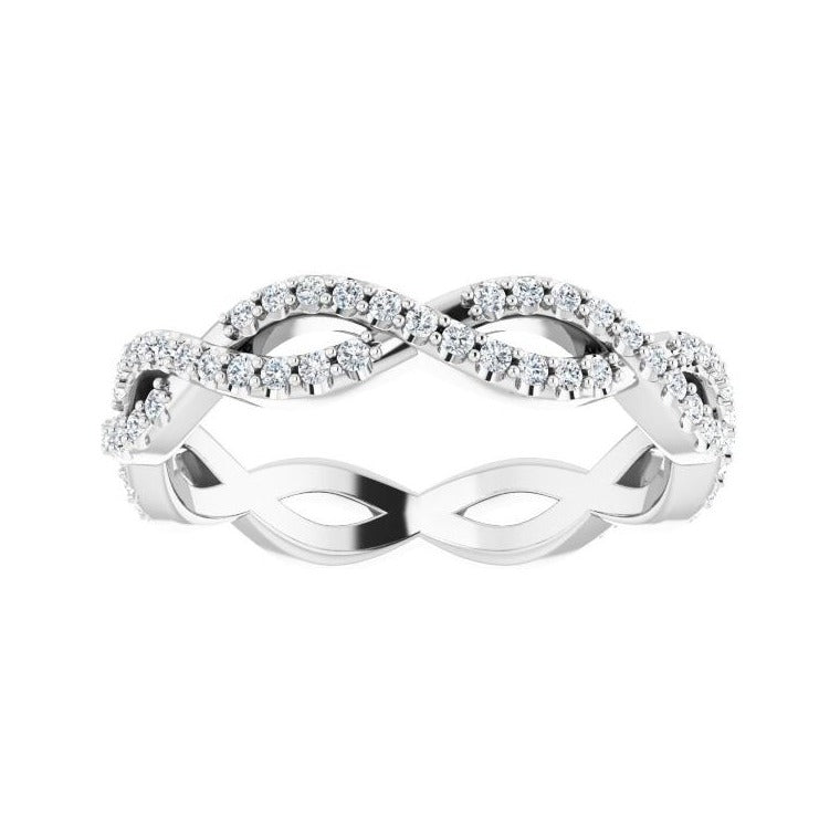 Sapphire Row Lab-Grown Diamond Infinity Pavé Eternity Band - 14K White Gold, 5.5 (view 3)