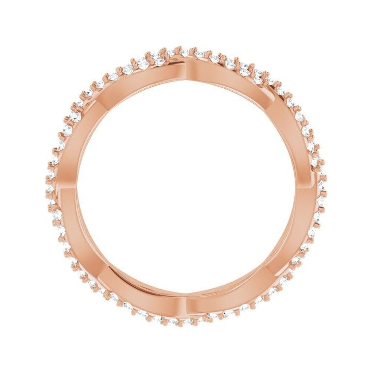 Sapphire Row Lab-Grown Diamond Infinity Pavé Eternity Band - 14K Rose Gold, 4.5 (view 2)
