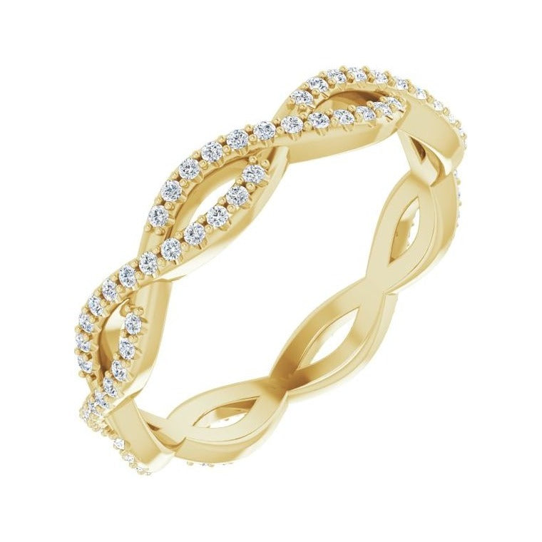 Sapphire Row Lab-Grown Diamond Infinity Pavé Eternity Band - 14K Yellow Gold, 8