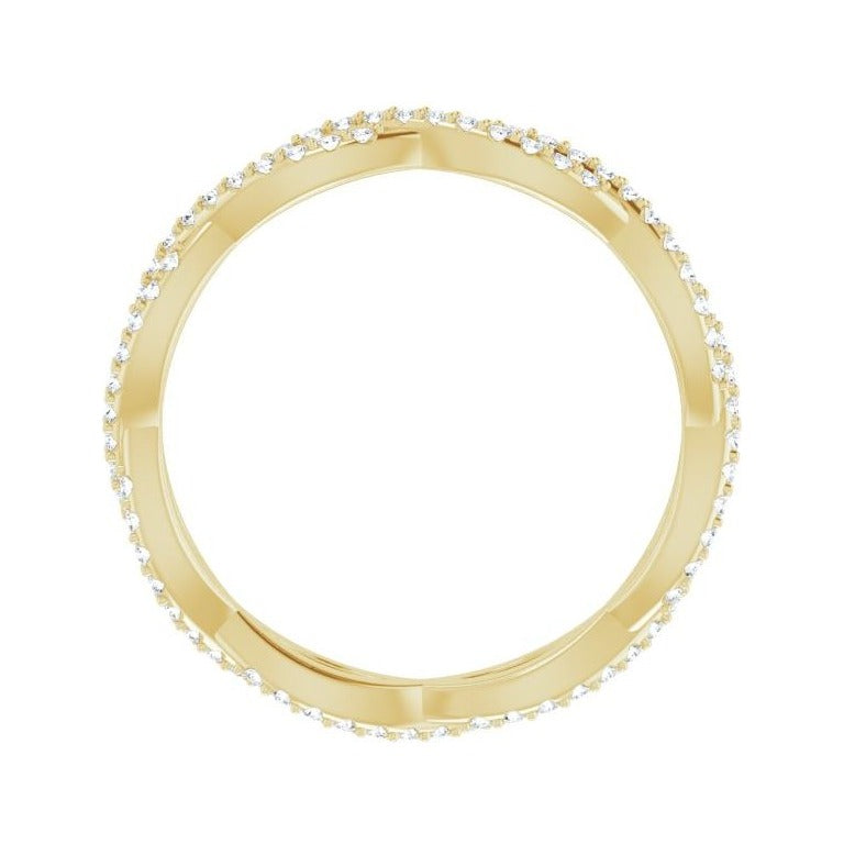 Sapphire Row Lab-Grown Diamond Infinity Pavé Eternity Band - 14K Yellow Gold, 8 (view 2)