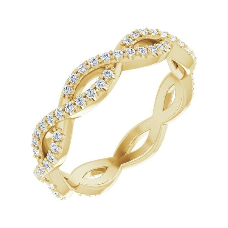 Sapphire Row Lab-Grown Diamond Infinity Pavé Eternity Band - 14K Yellow Gold, 5.5