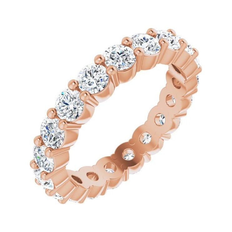 Sapphire Row Natural Diamond Shared-Prong Eternity Band - 14K Rose Gold