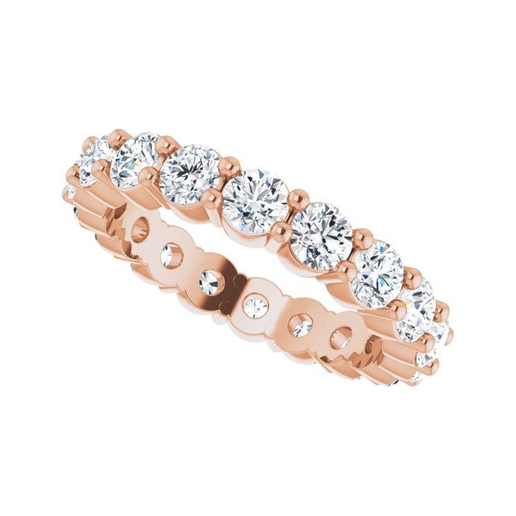 Sapphire Row Lab-Grown Diamond Shared-Prong Eternity Band - 14K Rose Gold, 4 (view 5)
