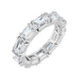 Sapphire Row Natural Diamond Emerald-Cut Eternity Band - Platinum, 5 × 3.5 mm, 4.5