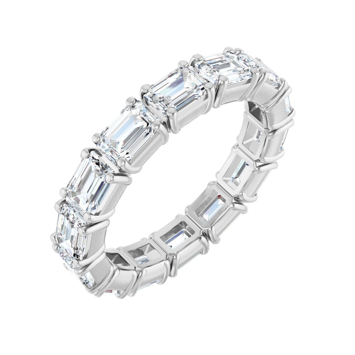 Sapphire Row Natural Diamond Emerald-Cut Eternity Band - Platinum, 5 × 3.5 mm, 8.5