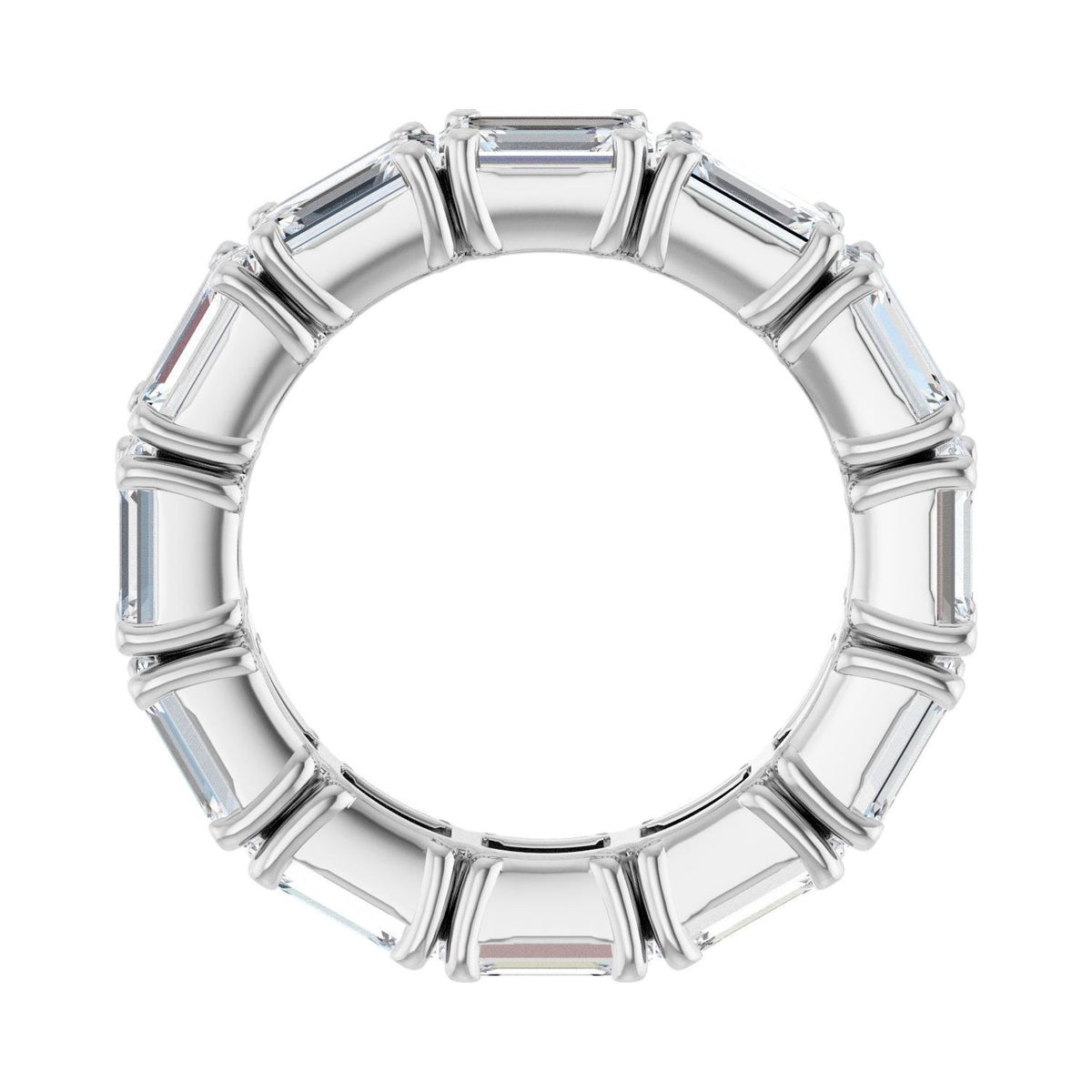 Sapphire Row Natural Diamond Emerald-Cut Eternity Band - Platinum, 5.8 × 4.2 mm, 6 (view 2)