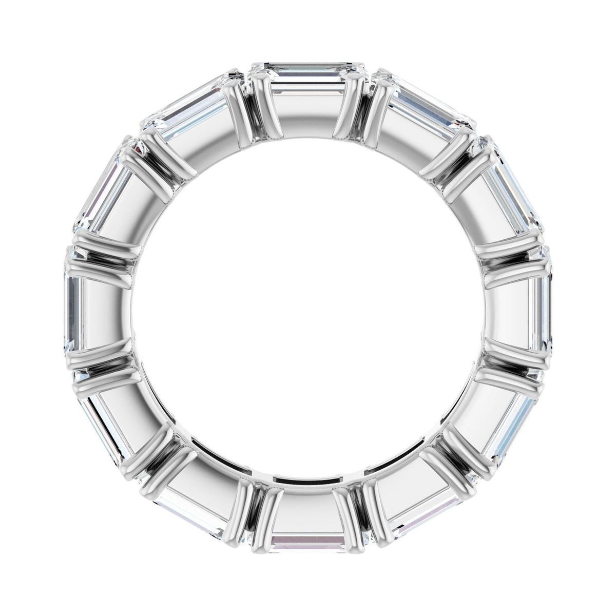 Sapphire Row Natural Diamond Emerald-Cut Eternity Band - Platinum, 5.8 × 4.2 mm, 7 (view 2)