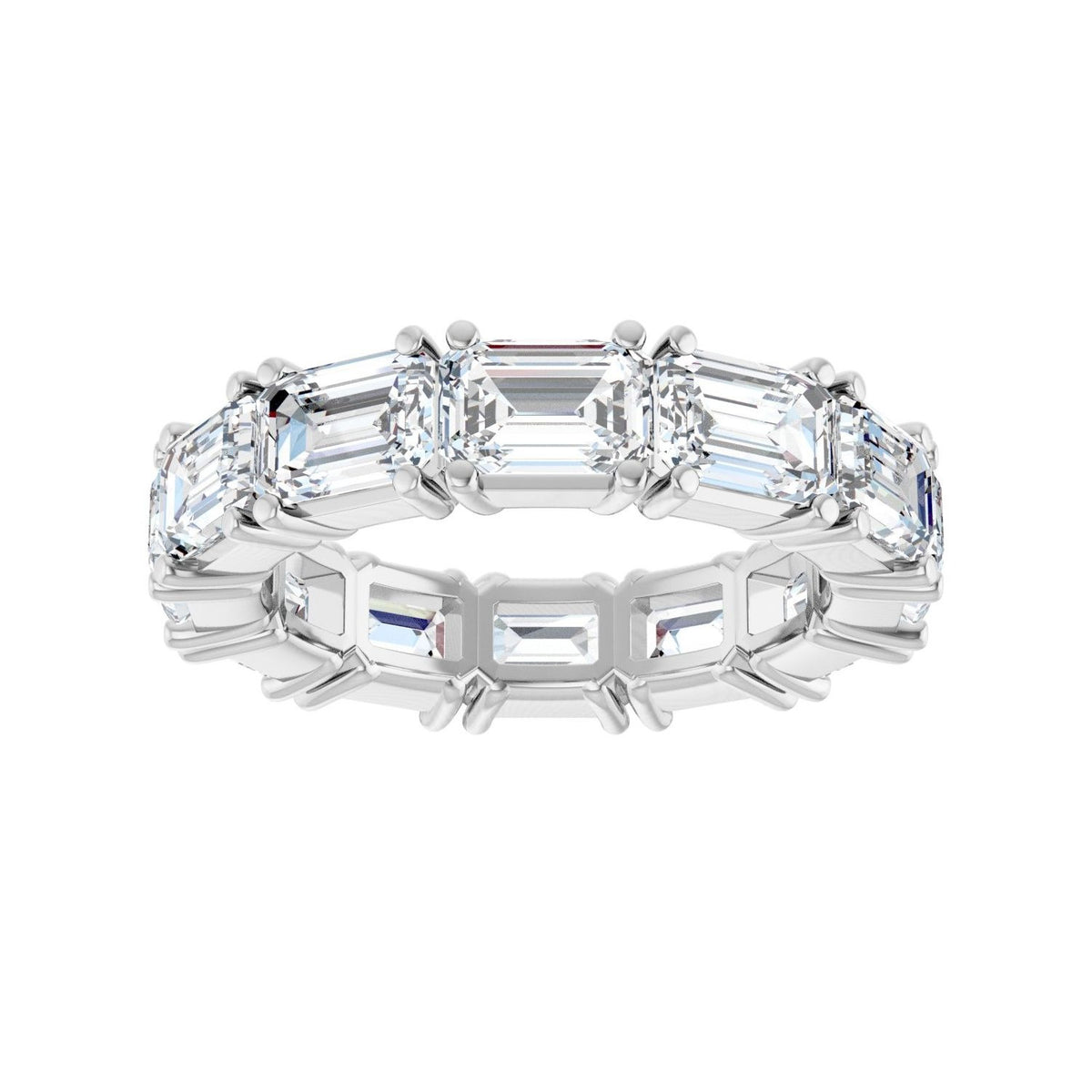 Sapphire Row Natural Diamond Emerald-Cut Eternity Band - Platinum, 5.8 × 4.2 mm, 7 (view 3)