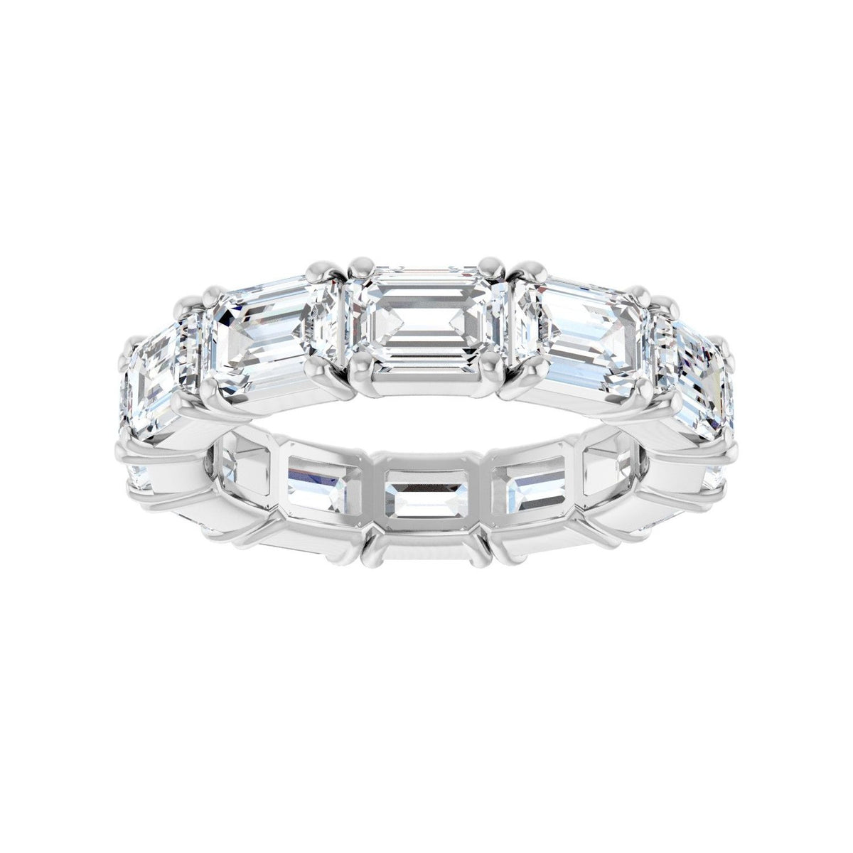 Sapphire Row Natural Diamond Emerald-Cut Eternity Band - 14K White Gold, 5 × 3.5 mm, 4 (view 3)