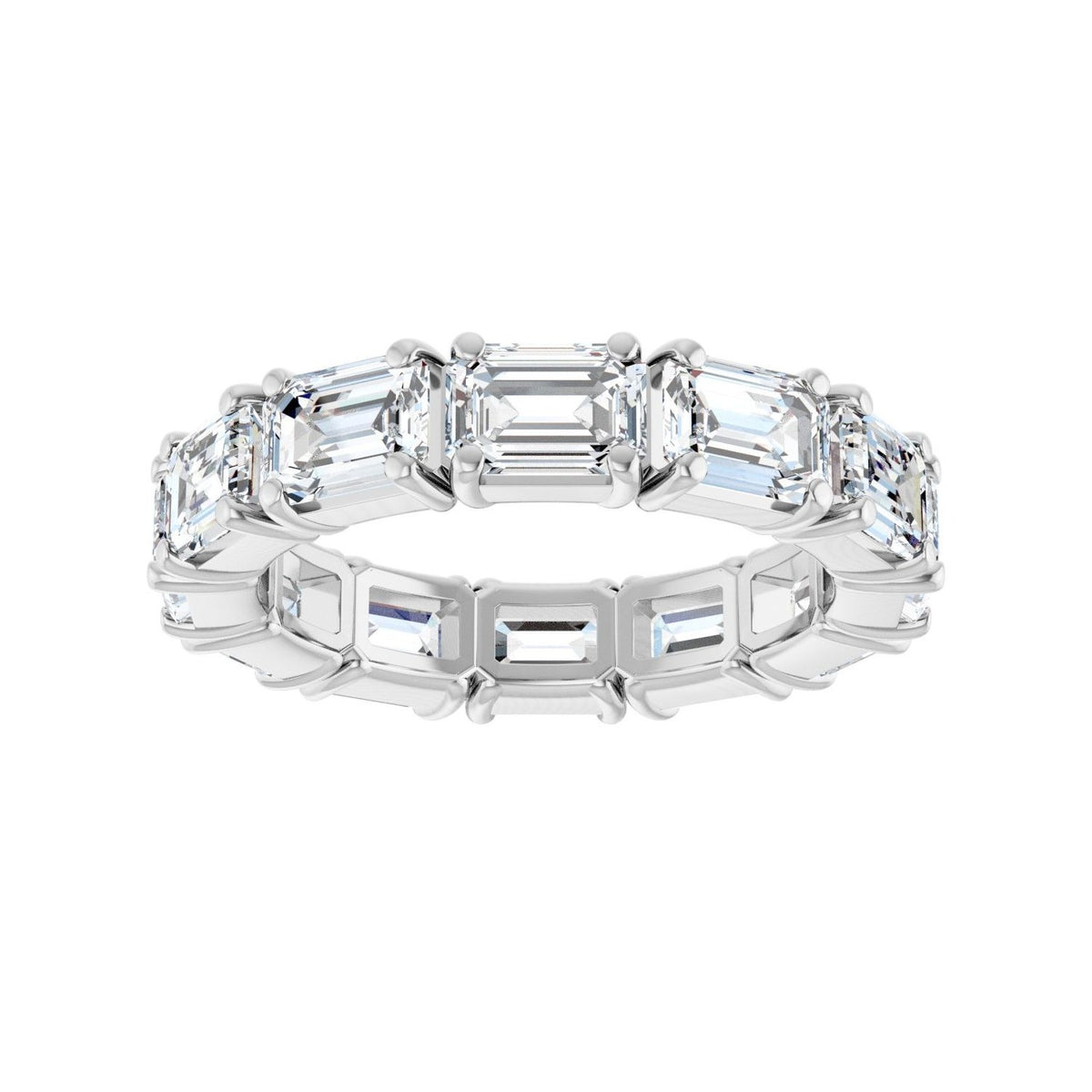 Sapphire Row Natural Diamond Emerald-Cut Eternity Band - 14K White Gold, 5 × 3.5 mm, 5 (view 3)