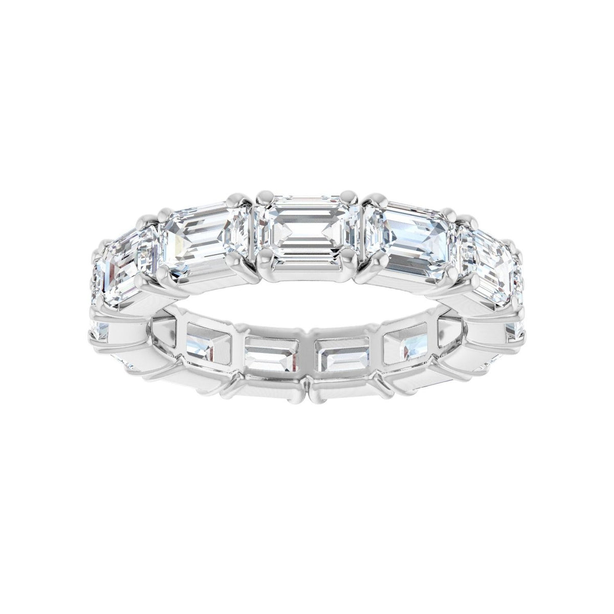 Sapphire Row Natural Diamond Emerald-Cut Eternity Band - 14K White Gold, 5 × 3.5 mm, 6 (view 3)