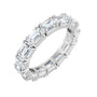 Sapphire Row Natural Diamond Emerald-Cut Eternity Band - 14K White Gold, 5 × 3.5 mm, 8