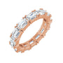 Sapphire Row Natural Diamond Emerald-Cut Eternity Band - 14K Rose Gold, 5 × 3.5 mm