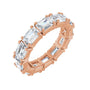 Sapphire Row Natural Diamond Emerald-Cut Eternity Band - 14K Rose Gold, 5 × 3.5 mm, 4.5