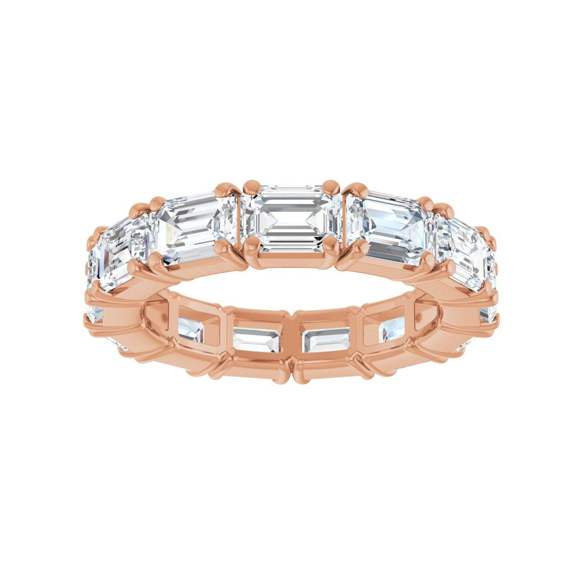 Sapphire Row Natural Diamond Emerald-Cut Eternity Band - 14K Rose Gold, 5 × 3.5 mm, 5.5 (view 3)