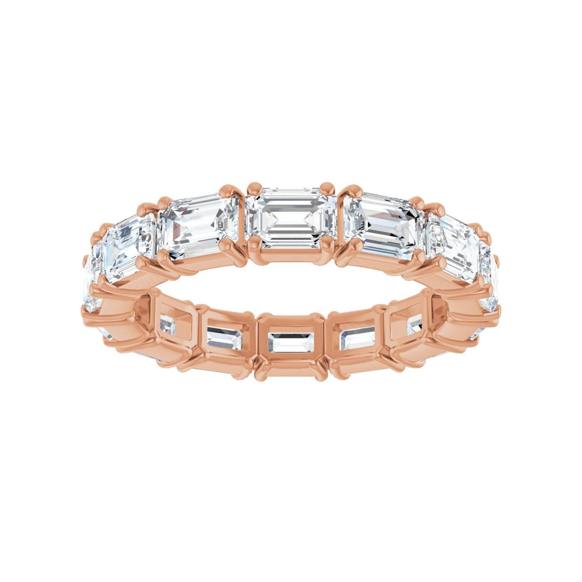 Sapphire Row Natural Diamond Emerald-Cut Eternity Band - 14K Rose Gold, 5 × 3.5 mm, 8.5 (view 3)