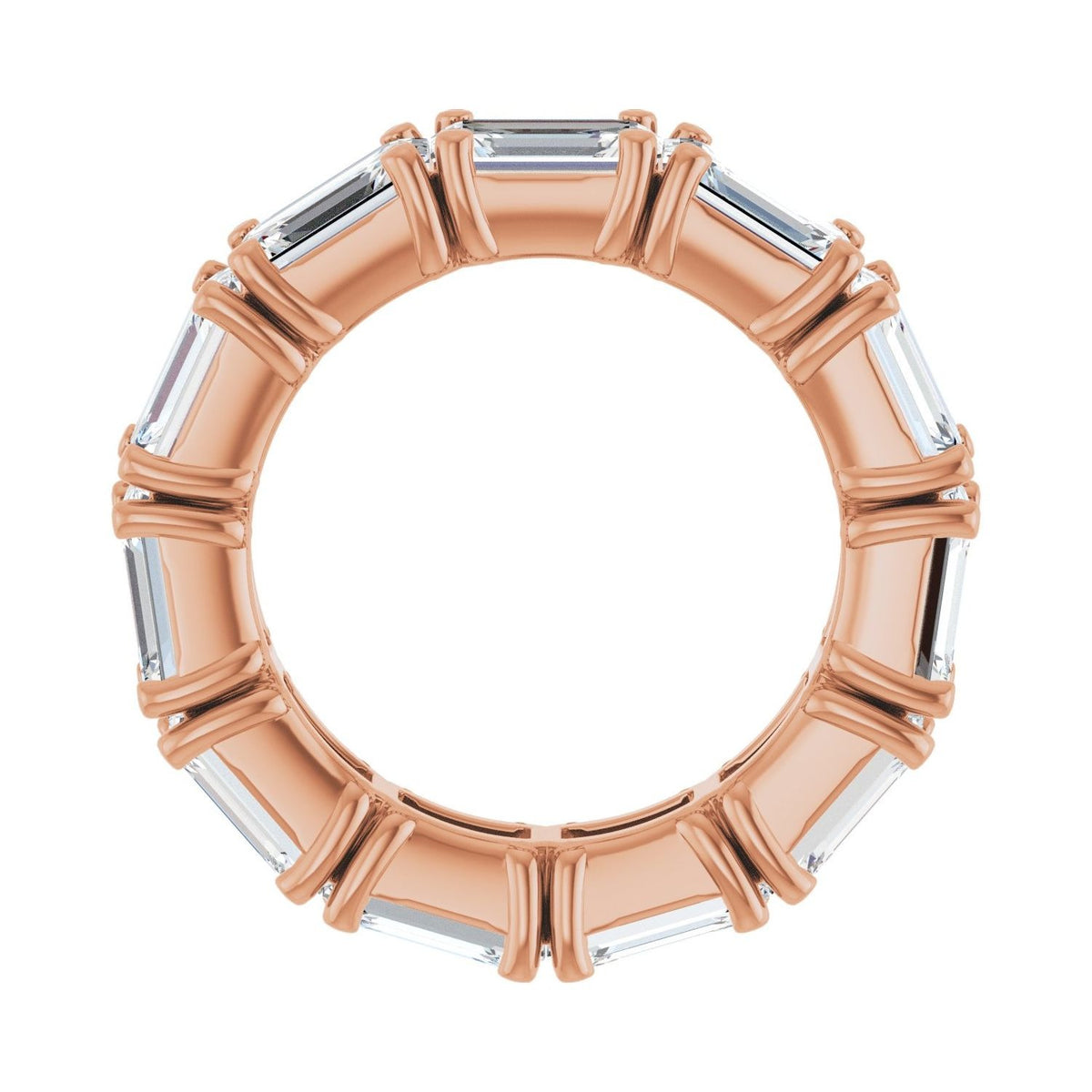 Sapphire Row Natural Diamond Emerald-Cut Eternity Band - 14K Rose Gold, 5.8 × 4.2 mm, 4 (view 2)