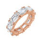 Sapphire Row Natural Diamond Emerald-Cut Eternity Band - 14K Rose Gold, 5.8 × 4.2 mm, 5