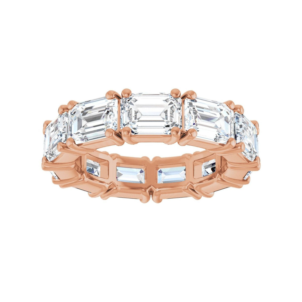 Sapphire Row Natural Diamond Emerald-Cut Eternity Band - 14K Rose Gold, 5.8 × 4.2 mm, 5 (view 3)
