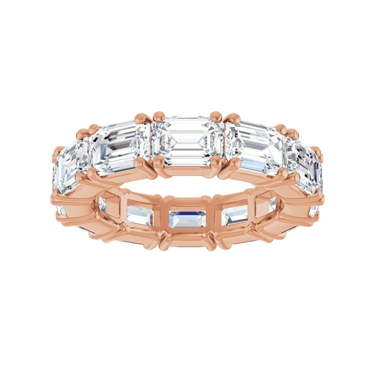 Sapphire Row Natural Diamond Emerald-Cut Eternity Band - 14K Rose Gold, 5.8 × 4.2 mm, 6 (view 3)