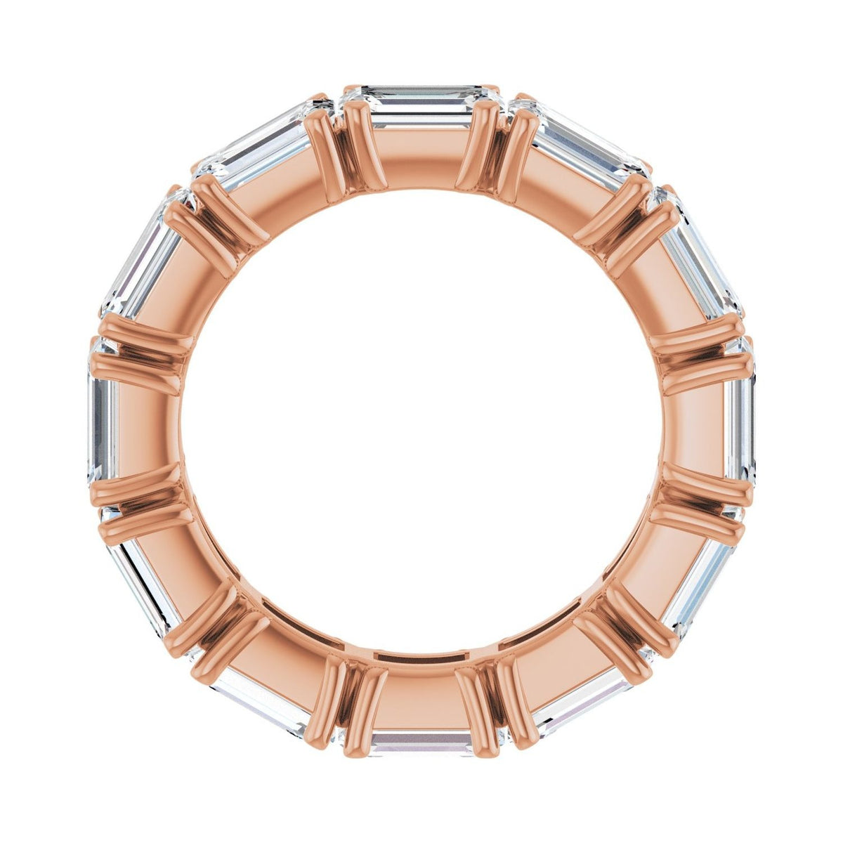Sapphire Row Natural Diamond Emerald-Cut Eternity Band - 14K Rose Gold, 5.8 × 4.2 mm, 7 (view 2)